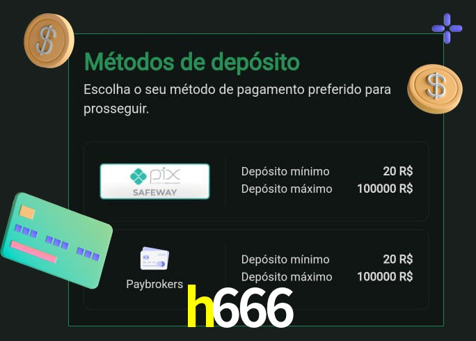 O cassino h666 oferece uma grande variedade de métodos de pagamento